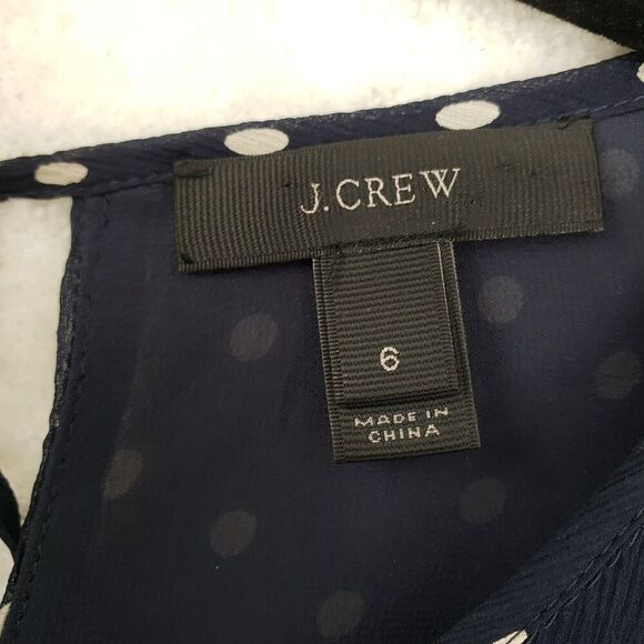 J Crew Shirt Womens 6 Silk Polka Dot Ruffle Long Sleeve F4736 Top - Picture 2 of 13